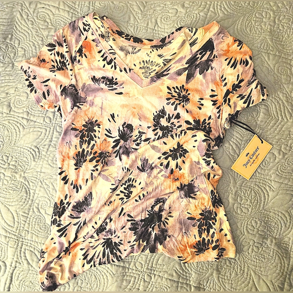 Juicy Couture V-Neck Rayon T-shirt Size L